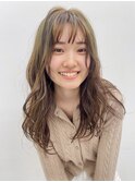 ★小顔カット薄めバングシアーカラーウェーブパーマ美髪