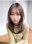 ロング顔周りレイヤー美髪おくれ毛韓国ヘア_F20367