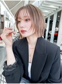 韓国風レイヤーボブ/前髪カット/ハイトーンボブ[仙台]髪質改善