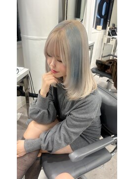 ユーフォリア 渋谷グランデ(Euphoria SHIBUYA GRANDE) カチューシャカラー　水色　グレージュ　ホワイトカラー　yuki