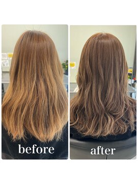 ガルボヘアー 桟橋店(garbo hair) ミルクティーベージュ ブリーチ無し 明るめカラー