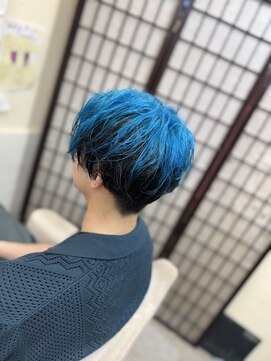 ロジーリリーヘアーズ(Rosy Lily hair's) アンブレラカラー スカイブルー×ディープネイビー