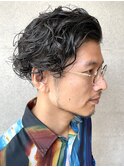 サイドパート×ツーブロック×スパイラルパーマ