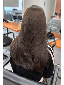 レブ 三条河原町(Reb,) ブリーチなしダブルカラーレイヤーカットショコラブラウン韓国