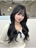 最高級羽エクステ/韓国ワンホンレイヤーカット/ブルーブラック