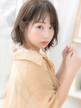 モッズヘア 越谷西口店(mod's hair) オリーブアッシュ斜めバングくせ毛風大人ボブa越谷20代30代40代