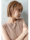 ヌーディカラー/小顔ヘア/大人ボブ/前下がりボブ/ダブルカラー