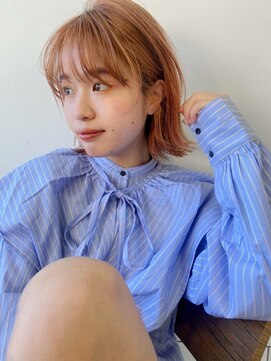 エマエコル(Emma ecole) Emma ecole ハイトーンオレンジベージュ×外はねボブ by 高橋