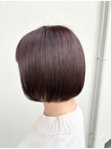 丸みが可愛いミニボブ バーガンディレッド