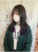ロング顔周りレイヤーブリーチブルーエンドカラー