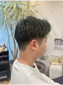 【MEN'S HAIR爽やかツーブロック×ブルーブラック】