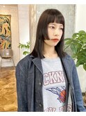 姫カット/ダークグレージュ/パツっとミディアム