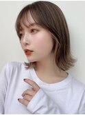 Say.ミディアムインナーカラーホワイトグレージュミニウルフ青山