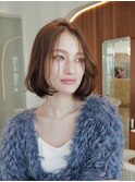 チョコグレージュ/20代30代大人かわいい/ミディアムレイヤー