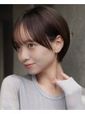 大人可愛い20代30代40代黒髪前下がりひし形小顔ボブ丸みショート