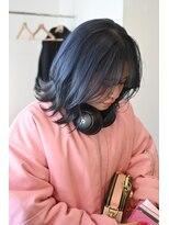パークホワイト 代官山(PARK White) ブルーグレーハッシュカットショートウルフボブ小顔カット