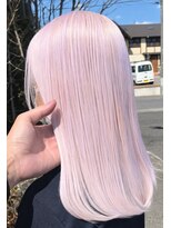 アース 郡山コスモス通り店(HAIR&MAKE EARTH)&nbsp;ホワイトピンクの艶髪ミディアムストレート