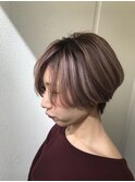 大人可愛い20代30代40代小顔ワンサイドショートボブ丸み前下がり