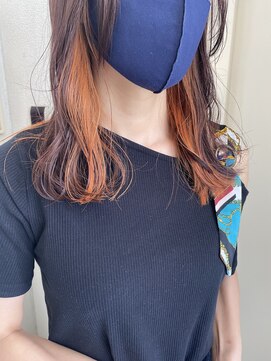 ヘアーデザイン シュシュ(hair design Chou Chou by Yone) インナーカラーオレンジ&ピンクブラウン♪