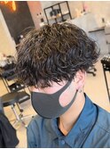 波巻きスパイラル刈り上げマッシュ