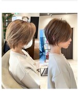 大人可愛い小顔ひし形クビレ丸み20代30代40代大人ショート(蘭)