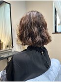 ショートボブパーマ*切りっぱなしボブパーマ*髪質改善ベージュ