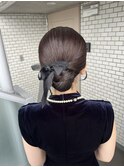 アップスタイル まとめ髪 タイトシニヨン シニヨン 参列ヘア