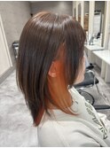 ロングウルフ オレンジインナー 髪質改善 奈良 桜井