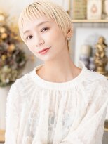 カバーヘア ブリス 志木南口駅前店(COVER HAIR bliss)&nbsp;オン眉ホワイトブロンド小顔ショートウルフ全頭ブリーチa