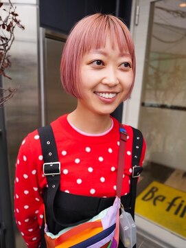 ビファインクーアヴェダ(Be fine coo AVEDA) ピンクハイトーン 個性は大人ボブ 前髪あり