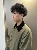 20代30代メンズスパイラルパーマワイルドオシャレ感アッシュ