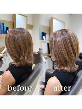 白髪ぼかし細めハイライト30代40代50代ブルーグレージュ