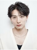韓国ヘアカルマパーマカルマバングセンターパート黒髪ウルフ