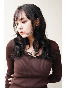レジュアル(RESSUAL) 黒髪クラゲヘアー暗髪小顔ココアベージュミディアムパーマ