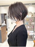 40代50代60代小顔前下がりショートボブ白髪ぼかし【伊波】★