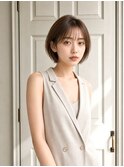 ショートボブ/丸みショート/モカブラウン/ひし形シルエット/新宿