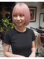 グッドフェローズ キタホリエ(GoodFellas kitahorie) レイヤーカットの透明感あるピンクボブカラーハイトーン艶感