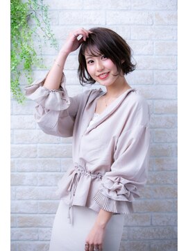 ヘアーアートシフォン 池袋西口店(Hair art chiffon) 3Dカラーオリーブアッシュ似合わせカット黒髪エッジショート