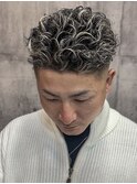 ホワイトメッシュ極道パーマ