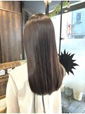 ロングショートワンカールパーマカーキグレージュ前髪錦糸町