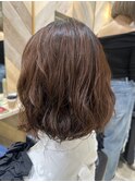 レディースパーマグレージュカラーアッシュオリーブブラウン