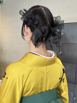 ヘアー アイス ルーチェ(HAIR ICI LUCE) 着物セット20代30代大人気ピンクカラー×リボンアレンジ/今枝