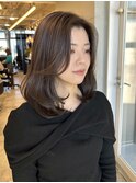 大人可愛いワンカールひし形ミディアムレイヤー20代30代40代