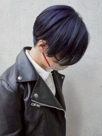 ガレットウメダ(GALETTE UMEDA) #ダークブルーヘアカラー　#前下がりショート