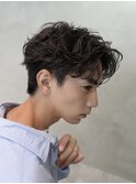 センターパートシャドウパーマスパイラルパーマ大人メンズヘア