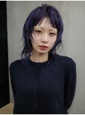 【GEEKS渋谷】ハイレイヤーウルフ/小顔/ダークパープル/春カラー