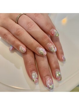 ヘアーサロンフレア ミルキーカラー天然石ネイル