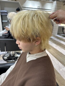 ルースト 京都河原町店(ROOST) ブリーチカラーメンズカラーハイトーンマッシュウルフ