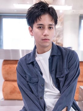 エフエム 渋谷(FM) アッシュブラックマッシュパーマ刈り上げツーブロック