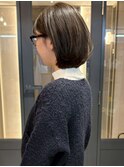 オリーブアッシュ ショートボブ 髪質改善 顔周りカット 20代